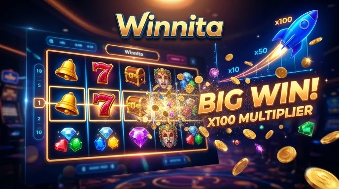 Rulli di una slot con gemme che esplodono di luce su una vincita massima
